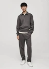 Mango Man Cotton Joggers Embroidered Detail Medium Heather Grey In Gris Chiné Moyen
