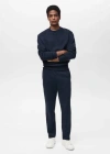 Mango Man Cotton Joggers With Elastic Waist Night Blue