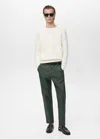 Mango Man Cotton Pants With Adjustable Drawstring Dark Green In Dark Green