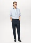 Mango Man Cotton Pants With Adjustable Drawstring Dark Navy