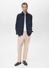Mango Man Cotton Pants With Adjustable Drawstring Ecru