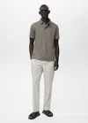 Mango Man Cotton Piqué Polo Shirt Dark Green