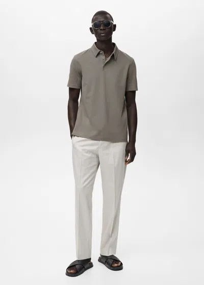 Mango Man Cotton Piqué Polo Shirt Dark Green