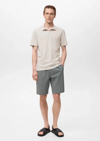 Mango Man Cotton Piqué Polo Shirt Ivory White