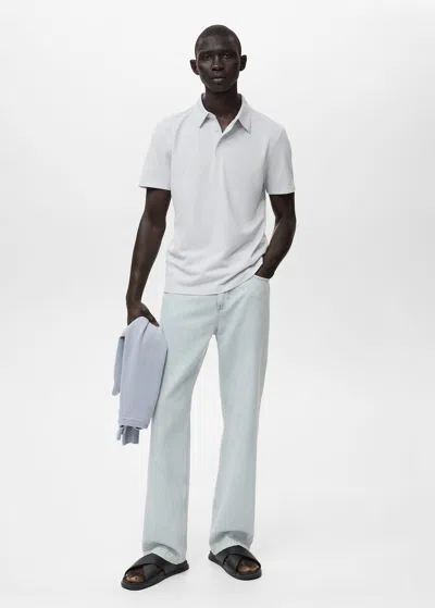 Mango Man Cotton Piqué Polo Shirt Ivory White