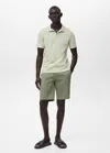 Mango Man Cotton Piqué Polo Shirt Mint Green