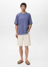 Mango Man Cotton Printed T-shirt Blue