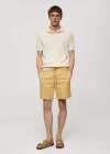 MANGO MAN COTTON SHORTS WITH DRAWSTRING MUSTARD