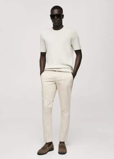 Mango Man Cotton Tapered Crop Pants Light/pastel Grey
