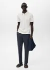 Mango Man Cotton Tapered Crop Trousers Navy In Blue