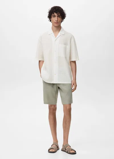 Mango Man Creased-effect Pinstripe Shirt Off White