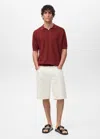 Mango Man Crochet Cotton Polo Shirt Cherry