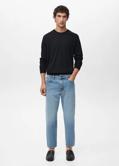 Mango Man Cropped Carrot-fit Jeans Medium Blue