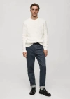 Mango Man Crossed Knit Sweater Off White In Blanc Cassé