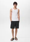 Mango Man Slim-fit Ribbed Tank Top Off White