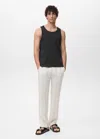 Mango Man Slim-fit Ribbed Tank Top Black In Black