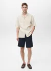 Mango Man Denim Bermuda Shorts With Drawstring Dark Navy