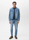 Mango Man Denim Jacket Pockets Medium Blue In Blue