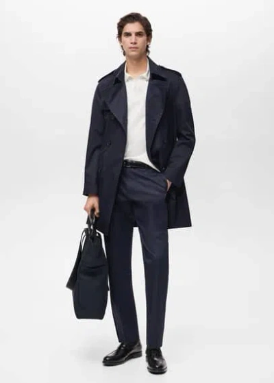 Mango Man Dublino Chino Slim Fit Pants Night Blue