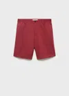 Mango Man Elastic Waist Linen Bermuda Shorts Cherry