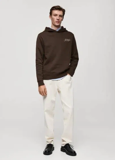 Mango Man Embroidered Hoodie Chocolate