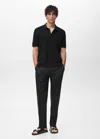 Mango Man Fine-knit Cotton Polo Shirt Black