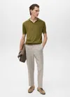 Mango Man Fine-knit Cotton Polo Shirt Green