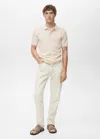 Mango Man Fine-knit Cotton Polo Shirt Ivory White