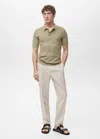 Mango Man Fine-knit Cotton Polo Shirt Khaki In Brown