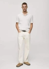 Mango Man Fine-knit Ribbed Cotton Polo Shirt White In White