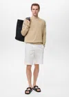 Mango Man Pull-over En Maille Fine Beige - Homme - Xxl -