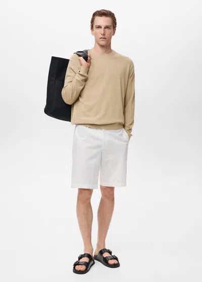 Mango Man Pull-over En Maille Fine Beige - Homme - Xxl -  In Sand