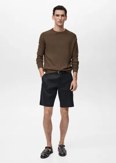 Mango Man Fine-knit Sweater Brown