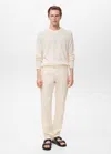 Mango Man Pull-over En Maille Fine Ivoire - Homme - Xxl -  In White