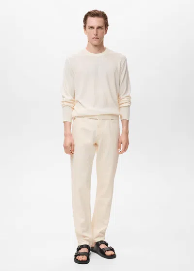 Mango Man Pull-over En Maille Fine Ivoire - Homme - Xxl -  In White