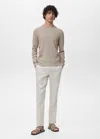 Mango Man Pull Coton Maille Fine Côtelée Beige - Homme - Xxl -  In Sand
