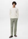 Mango Man Pull Coton Maille Fine Côtelée Blanc Cassé - Homme - Xxl -