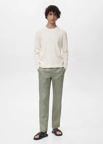 Mango Man Pull Coton Maille Fine Côtelée Blanc Cassé - Homme - Xxl -  In White