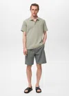 Mango Man Fine Rib-knit Polo Shirt Mint Green