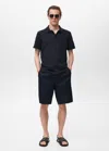 Mango Man Fine Rib-knit Polo Shirt Navy In Blue