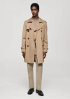 Mango Man Gabardine Belt Water Repellent Beige In Beige