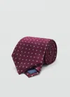 Mango Man Geometric Patterned Silk Tie Burgundy
