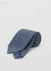 MANGO MAN CRAVATE SOIE À MOTIF GÉOMÉTRIQUE BLEU MARINE FONCÉ - HOMME - TAILLE UNIQUE - MANGO MAN