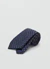 Mango Man Geometric Patterned Silk Tie Navy
