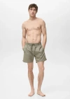 Mango Man Geometric-print Swimsuit Khaki In Kaki