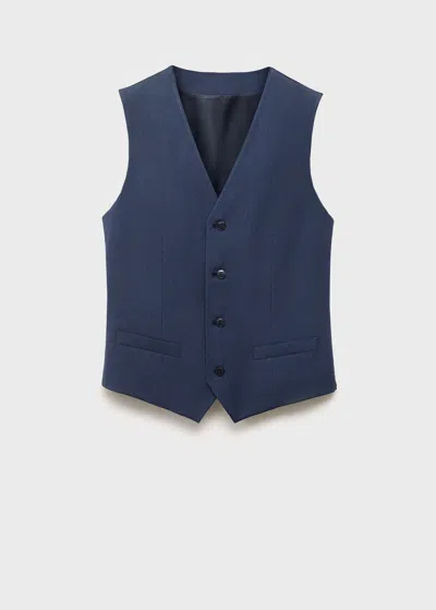Mango Man Paris Super Slim-fit Suit Waistcoat Ink Blue