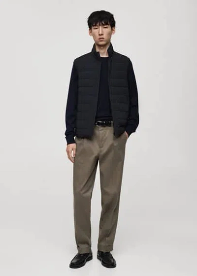 Mango Man Quilted Vest With Down And Feather Filling Dark Navy In Bleu Marine Foncé