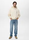 Mango Man Graphic Hooded Sweatshirt Ecru In Sand