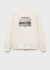 Mango Man Graphic Printed Cotton Sweatshirt Beige In Beige