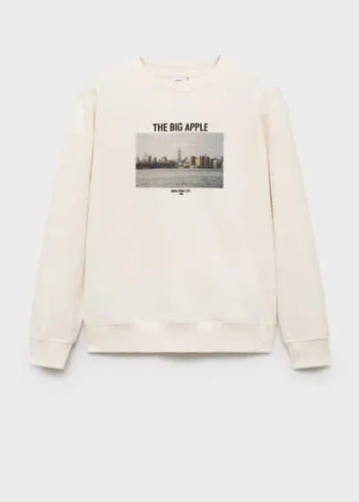 Mango Man Graphic Printed Cotton Sweatshirt Beige